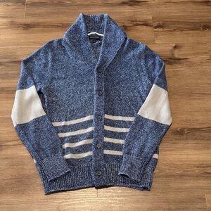 Men's Banana Republic Navy and Beige Shawl Collar Cardigan. Size L